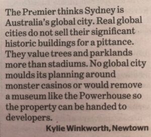 RT @PhilipThalis: For a better Sydney - she’s got a point .. or 2 .. or 3 .. #smh letters https://t.co/CV5p70FIEI