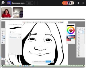 So @BuildStuffConf had a special "room" at the virtual conference where you could turn on your camera and get a caricature done! I was ENRAPTURED when he added my red lippie. Thank you #BuildStuffConf!! ❤️💋 https://t.co/ATLkOOqtb7