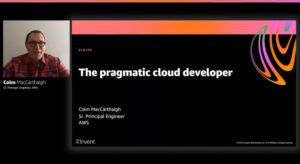 Listening to @colmmacc's #reinvent session "The Pragmatic Cloud Developer," title of which which pays homage to @PragmaticAndy and @pragdave's famous book. Lots of good insights about making sensible decisions no matter how big the company. #reInvent https://t.co/igcQCRrVST https://t.co/7jiF1vGZay