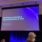 Next up is @Ana_La_Rana from @awswomencol talking about how her group is training and supporting women in LATAM to get up-to-speed on the cloud and AWS. They were able to partner with local companies to provide bootcamps for members! #awsreinvent https://t.co/fCZHPt9Pls