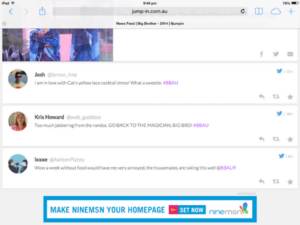 OMG. @lemon_lime and I got featured on the @9jumpin #BBAU live blog! @lozzboland @emd3737 http://t.co/tevRMgyuXl