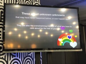 I'm vacillating between laughing at @mipsytipsy's entertaining stories and being horrified at the complexities involved in managing unknown-unknowns in distributed systems. "This is your job now." 😂😱 #sydtechleaders https://t.co/PB8DNclnMj