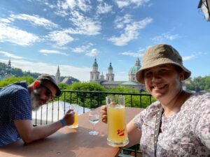 Finished the day in Salzburg with a Grapefruit Radler (shut up - it was *delicious*!) on the roof of the Stiegl-Keller. Amazing day. ☀️🍺 (2021 Biergarten count: 7)