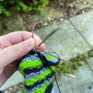 Was just about to show off progress on the Minecraft sock when DISASTER STRUCK! 😱 #bustedcable #icansaveit