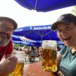Finished my longest ride - 35km - north along the Isar. Had to wait out a sudden rainstorm under a tree! The reward - my first Maß of the season! 🚴‍♀️🌦🍺