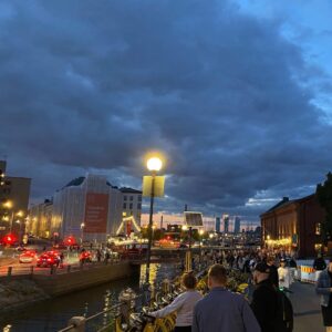 You guys, Helsinki is *off the hook*. It’s the end of summer and restrictions are coming in, so the youths are partying while they can. Those dark booths on the Ferris Wheel? SAUNAS. So many people out and about. Thank you to my colleague Marcia for meeting up with us!! ❤️ (And yes, our hotel room has its own sauna!!)