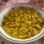 Final meal in Modena was at a trattoria recommended by our tour guide. I had local specialities tortellini in brodo (broth) and beef fillet with balsamic vinegar, while the Snook went with tagliatelle al ragu and roast goat! (He was in heaven.) 🐐