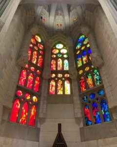 La Sagrada Familia. The exterior is striking, but the interior is breathtaking. The most beautiful church I’ve ever been in. 🌈⛪️