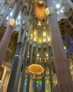 La Sagrada Familia. The exterior is striking, but the interior is breathtaking. The most beautiful church I’ve ever been in. 🌈⛪️