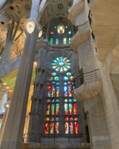 La Sagrada Familia. The exterior is striking, but the interior is breathtaking. The most beautiful church I’ve ever been in. 🌈⛪️