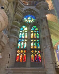 La Sagrada Familia. The exterior is striking, but the interior is breathtaking. The most beautiful church I’ve ever been in. 🌈⛪️