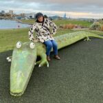 My own pilgrimage today was, of course, to Roald Dahl Plass in Cardiff. (He was born there!) We also walked out to the Barrage where we found Crocky-Wock, the Enormous Crocodile. 🐊