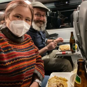 Dinner onboard the RJX261 heading towards Vienna… 🍺🚞