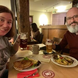 Hello Nürnberg! We toured the historic rock cellars below the city that were used for brewing, pickling, and air raid shelters in WW2. Then we had a fabulous dinner at @hausbrauerei.altstadthof, complete with local beer and whisky. ❤️🍻⛏🥃 @historische.felsengaenge