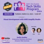 We'll be going live in just about 20 minutes for the first episode of the AWS She Builds Tech Skills Program EMEA! Solutions Architect Emilia will be joining Julia and me to talk about AWS Amplify Studio. You can watch live on http://twitch.tv/aws starting at 12:00 CET.