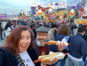 Frühlingsfest has begun! And they have a BEER CAROUSEL. We had half-meter sausages for dinner. There were a LOT of beardy dudes in Lederhosen. #springinmunich 🍻🎠