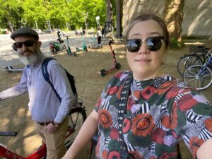 Today we did an all-day (6+ hours) cycling tour with Fat Tire Tours in Berlin. Nate led our group of 6 all over East and West Berlin, learning about the Wall and the history of the city while we racked up a good 25km. Highly recommended, especially on a gorgeous Spring day like today!