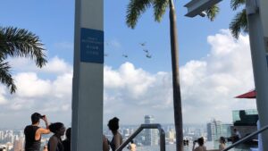 We’ve seen several fly-bys in the past 24hrs. Speculation is it’s practice for the Cheeto’s big summit here next week. @ Marina Bay Sands