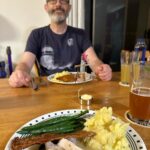 Happy Thanksgiving! He made us sous vide turkey breast, crispy turkey skin, mashed potatoes, and green beans. And for dessert, a pumpkin cheesecake pie! 🦃