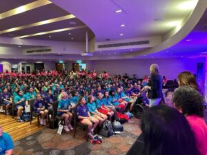 Having an awesome day with 800 young women at #awsgirlstechday! Thanks to our keynote speaker Carly Wishart and panelists Rebecca Burke, Afshan Siddiqui, and AWS Hero Wendy Wong. We’ve got lasers, robots, and VR happening! Amazing work by Amy Jaballah, Inspiring the Future Australia, all the AWS volunteers, and the #awsincommunities team for making this happen! ❤️