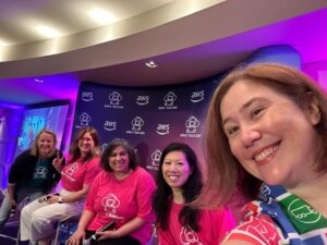 Having an awesome day with 800 young women at #awsgirlstechday! Thanks to our keynote speaker Carly Wishart and panelists Rebecca Burke, Afshan Siddiqui, and AWS Hero Wendy Wong. We’ve got lasers, robots, and VR happening! Amazing work by Amy Jaballah, Inspiring the Future Australia, all the AWS volunteers, and the #awsincommunities team for making this happen! ❤️