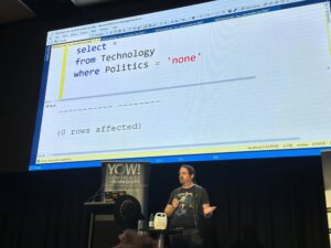 It’s always fun to catch Dylan Beattie in person. Oddly, didn’t expect the end result to be listening to Billy Joel on the bus… 😂 #yow23 #yowconf