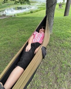 Me: I wish you had a hammock. Dad: I do! Ten minutes later… Me: Not the right type of hammock. 😂 On the plus side, the view from my nylon coffin is really quite lovely.