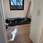 Week 16: The floor is going in! Really loving the warm colour and the wide boards. The final window trims will be going in soon, and the cabinetry will be kicking off. We had some fun picking paint and upholstery colours, and thinking about how the curtains will work… #renovation 🏠