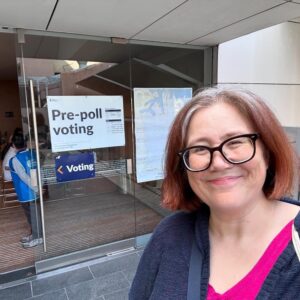 Civic duty complete! (We’ll be away on Saturday so we had to vote early.) After confirming my name and address, the poll worker handed over my ballot. “Is that an American accent?” he said, chuckling. “Our elections are a little different. For example, we actually try to HELP you to vote!” 😬 He’s not wrong. We were in and out in less than 10 minutes, and I didn’t even need to show ID. #democracy 🇦🇺