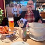 It’s 8:15am; we’ve been travelling for 24hrs; and the Biergarten in Munich Airport is having their birthday party. We can’t check into the hotel for hours, so…. Weisswurst Frühstück!🍻🇩🇪❤️ #wilkommen #muenchen