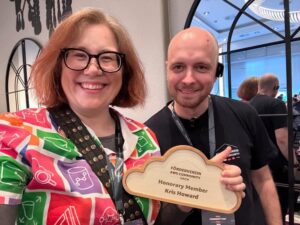 I had a wonderful time today catching up with old friends and new at the AWS Community Day DACH. @hoegertn even made me a special plaque as an honorary member of the Förderverein (Booster Club), which was awarded onstage by @osterjour! 😭❤️🇩🇪 Great job to all the organisers, volunteers, and speakers at the event today.