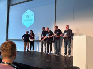 I had a wonderful time today catching up with old friends and new at the AWS Community Day DACH. @hoegertn even made me a special plaque as an honorary member of the Förderverein (Booster Club), which was awarded onstage by @osterjour! 😭❤️🇩🇪 Great job to all the organisers, volunteers, and speakers at the event today.
