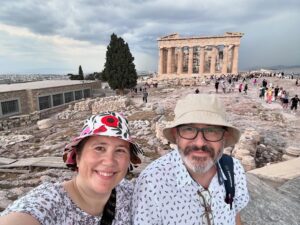 The Acropolis! We entered via the South entrance near the museum to avoid the crowds. I was particularly excited to see the Theatre of Dionysus. 🎭 As we finally neared the top, the sky began to look ominous. It made for some very dramatic shots of the architecture! I felt incredibly fortunate to get to see one of the greatest achievements of mankind. And then, of course, the heavens opened and we (along with everybody else) got soaked. 🌧️😂 Ah well…