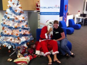 Me and Aussie Santa at the office today. He gave me a giant Toblerone!