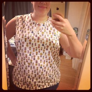 Another sewn shirt! Sleeveless Georgie top with improvised keyhole neckline. @tessutifabrics