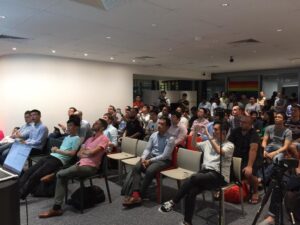 Large crowd at ThoughtWorks Singapore for YOW! Night with Charles O'Farrell!
