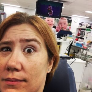 Starting 2016 with a blood donation... overseen by a Giant Creepy Baby.