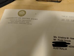 The Snook: “They found me. I don't know how, but they found me.” (For the record, I’ve never listed him on anything for ND ever. The Alumni Fund folks are just. that. good.)