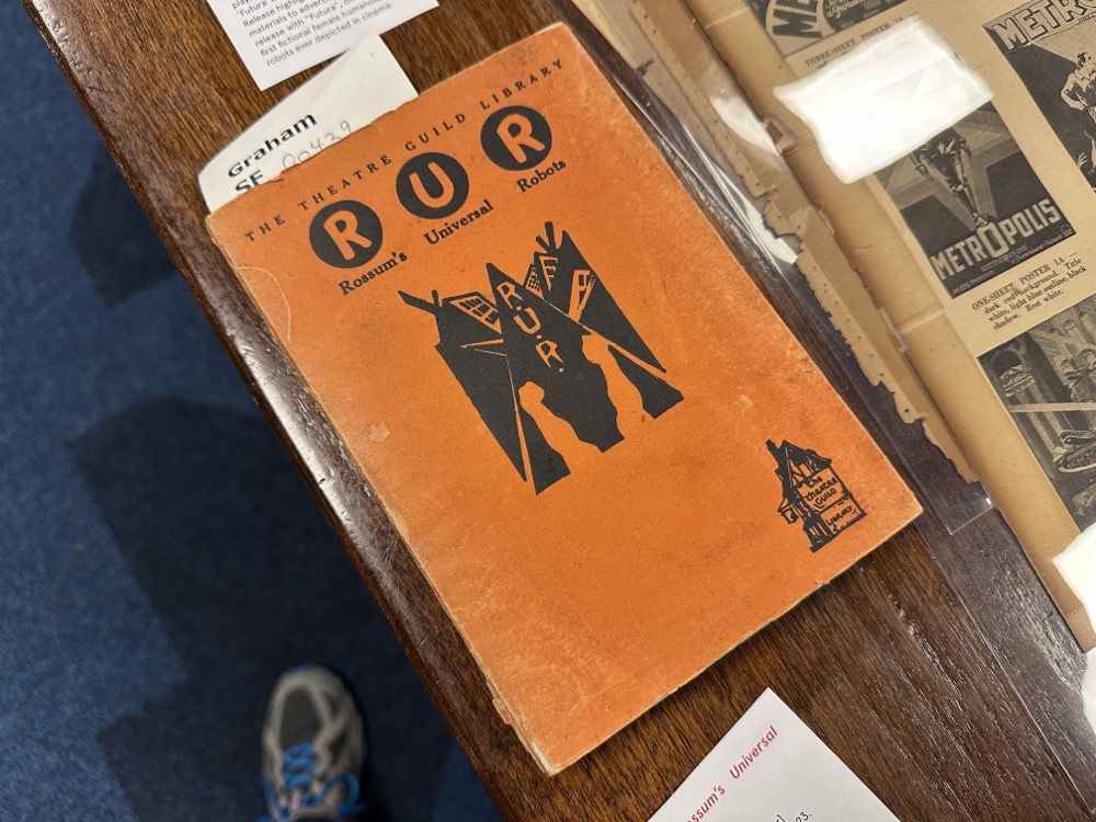 A copy of the science fiction play "R.U.R." which introduced the term "robot"